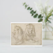 Twee zaadleeuwen door Albrecht Durer Briefkaart (Staand voorkant)