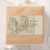 Twee zaadleeuwen door Albrecht Durer Etiket (Insitu)