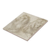 Twee zaadleeuwen door Albrecht Durer Tegeltje (Zijkant)