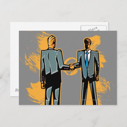 Twee zakenlui die handen schudden briefkaart (Voorkant / Achterkant)