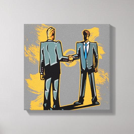 Twee zakenlui die handen schudden canvas afdruk (Voorkant)