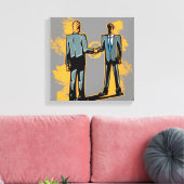 Twee zakenlui die handen schudden canvas afdruk (Insitu (Woonkamer))