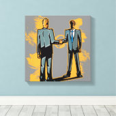Twee zakenlui die handen schudden canvas afdruk (Insitu (Houten vloer))