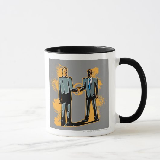 Twee zakenlui die handen schudden mok (Rechts)