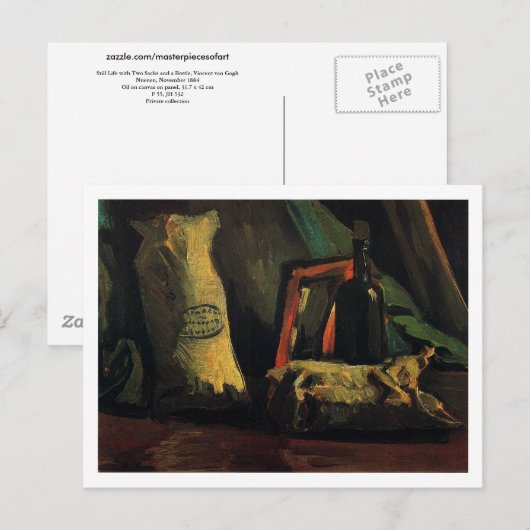 Twee zakken en een fles, Van Gogh Fine Art Briefkaart (Voorkant / Achterkant)