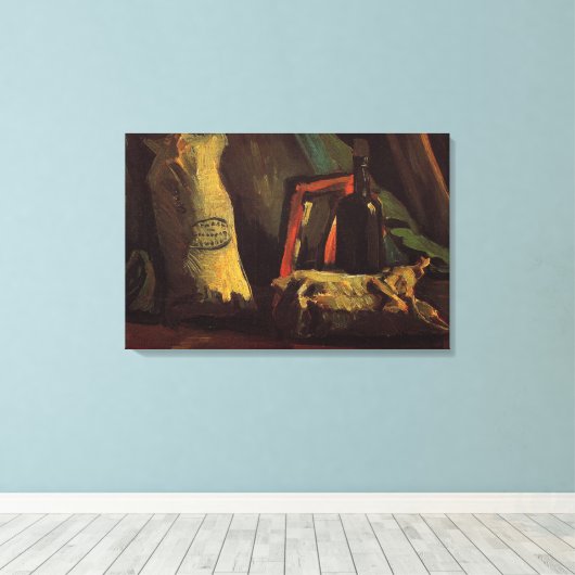 Twee zakken en een fles van Vincent van Gogh Canvas Afdruk (Insitu (Houten vloer))