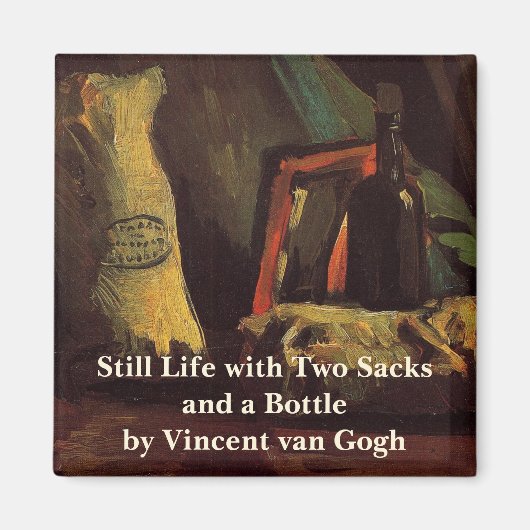 Twee zakken en een fles van Vincent van Gogh Magneet (Voorkant)