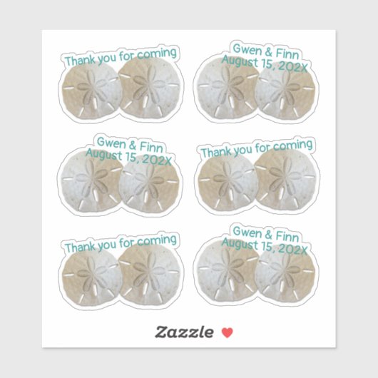 Twee zand-dollars bruiloft Dank je wel Sticker (Vel)