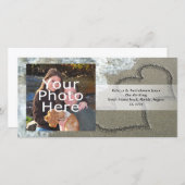 Twee zand harten op de strand, de Romantische Ocea Aankondiging (Voorkant / Achterkant)