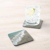 Twee zand harten op de strand, de Romantische Ocea Bier Onderzetter (Rechterzijde)