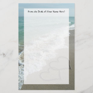 Twee zand harten op de strand, de Romantische Ocea Briefpapier