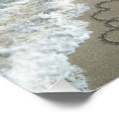 Twee zand harten op de strand, de Romantische Ocea Foto Afdruk (Hoek)