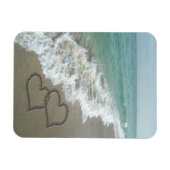 Twee zand harten op de strand, de Romantische Ocea Magneet (Horizontaal)