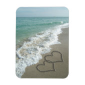 Twee zand harten op de strand, de Romantische Ocea Magneet (Verticaal)