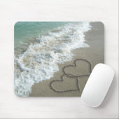 Twee zand harten op de strand, de Romantische Ocea Muismat (Met muis)