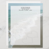 Twee zand harten op de strand, de Romantische Ocea Persoonlijk Briefhoofd (Voorkant / Achterkant)