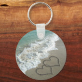 Twee zand harten op de strand, de Romantische Ocea Sleutelhanger (Achterkant)