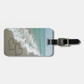 Twee Zand-harten op het strand Bagagelabel (Voorkant horizontaal)