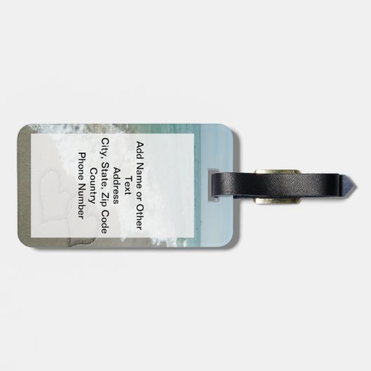 Twee Zand-harten op het strand Bagagelabel (Achterkant horizontaal)