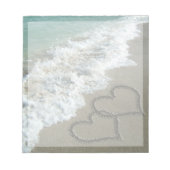 Twee Zand-harten op het strand Notitieblok (Voorkant)