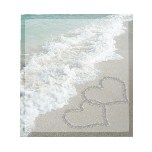 Twee Zand-harten op het strand Notitieblok (Voorkant)