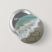 Twee Zand-harten op het strand Ronde Button 5,7 Cm (Voorkant /achterkant)