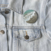 Twee Zand-harten op het strand Ronde Button 5,7 Cm (In situ)
