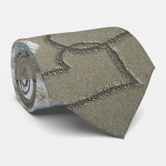 Twee Zand-harten op het strand Stropdas (Opgerold)