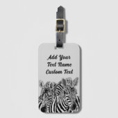 Twee zebra's bagagelabel Gepersonaliseerde tekstin (Voorkant (verticaal))