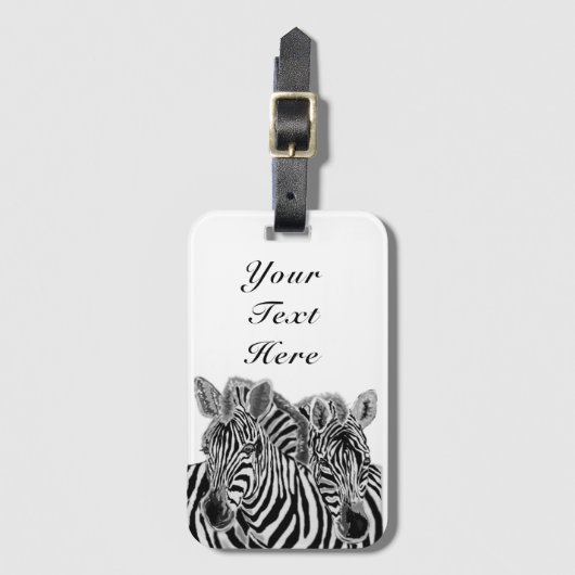 Twee zebras bagtag met aangepaste naamtekst bagagelabel (Voorkant (verticaal))