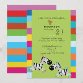 Twee Zebras - Groene tweeling verjaardagsplein nod Kaart (Voorkant / Achterkant)