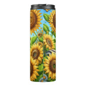 Twee zebra's in een zonnebloemveld thermosbeker (Achterkant)