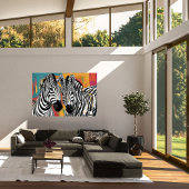 Twee Zebra's Modern Art Poster