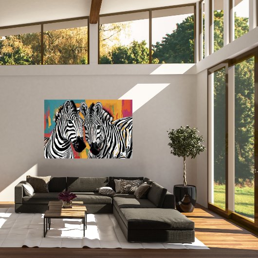 Twee Zebra's Modern Art Poster