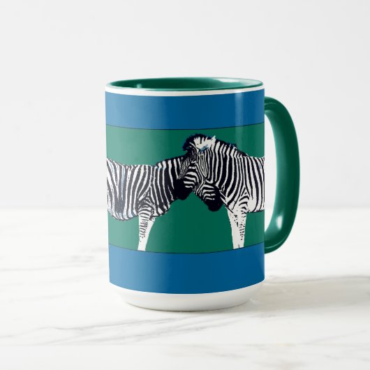 Twee Zebras Neck en Neck/Z zoals in Zebra #2 Mok (Voorkant rechts)