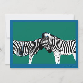 Twee zebra's nek aan nek feestdagenkaart