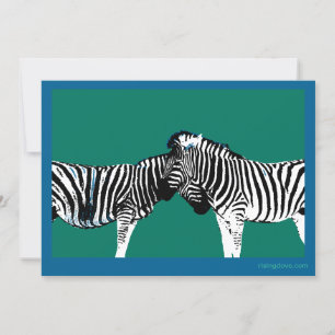 Twee zebra's nek aan nek feestdagenkaart