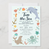 Twee Zee Oceaandieren Kinder tweede verjaardag Kaart (Voorkant)