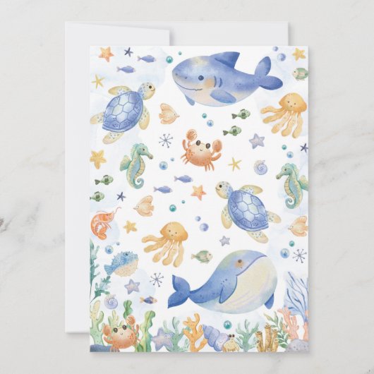 Twee Zee Ocean Animals Boy Verjaardag Kaart (Achterkant)