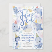 Twee Zee Party Animals Boy Ocean Invitation Kaart (Voorkant)