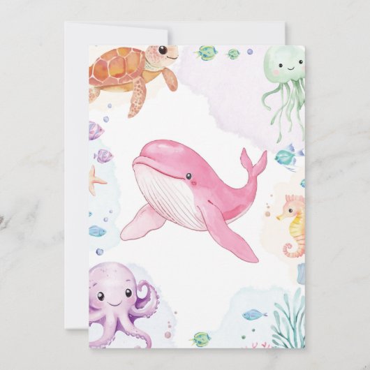 Twee Zee Schattigee Ocean Animals Verjaardagsuitno Kaart (Achterkant)
