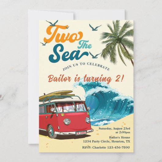 Twee Zee Surf Beach 2e verjaardag Kaart (Voorkant)