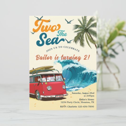 Twee Zee Surf Beach 2e verjaardag Kaart (Staand voorkant)