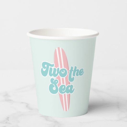 Twee Zee Surf Beach 2e verjaardag Paper Cups Papieren Bekers (Voorkant)