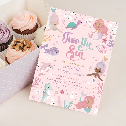 Twee Zee verjaardagsuitnodiging. Bewerkbare zeemee Kaart