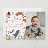 Twee Zee Walvis Haai Schildpad 2e Verjaardagsfeest Kaart (Voorkant)