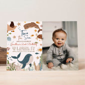 Twee Zee Walvis Haai Schildpad 2e Verjaardagsfeest Kaart