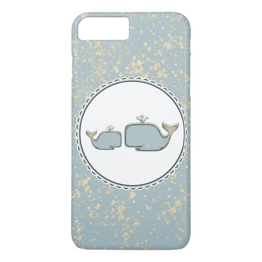 Twee Zee walvissen Blauw en Gold Boutique Case-Mate iPhone Case (Achterkant)