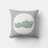 Twee Zee walvissen blauw en gouden bruinkerij Kussen (Voorkant)