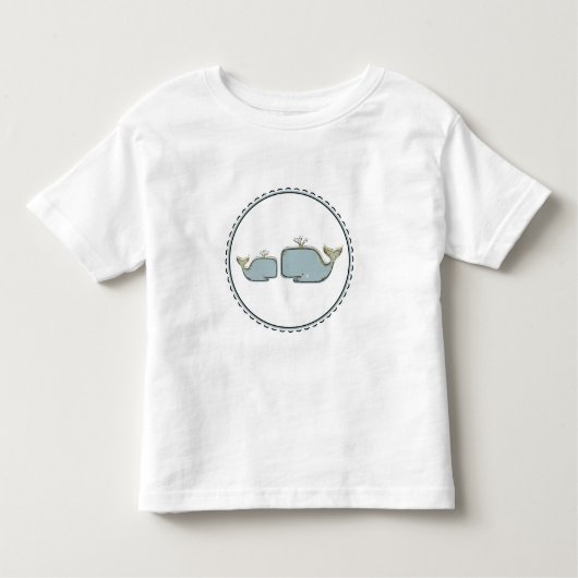 Twee zee walvissen Blauw & Goud Boutique 1e verjaa Kinder Shirts (Voorkant)